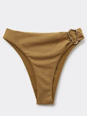 Calzedonia Gold bikini bottoms High-Waisted Brazilian Swimsuit Sophisticated S